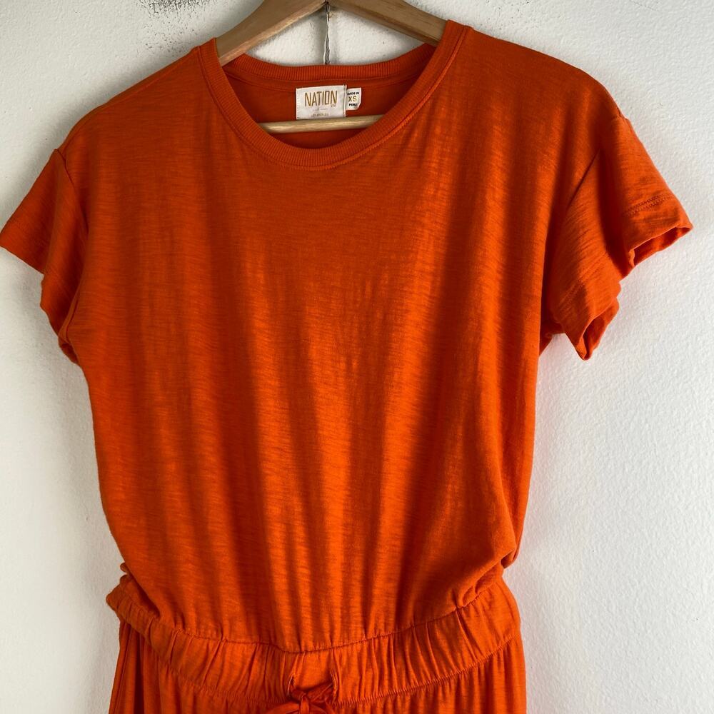 Nation LTD Azalia Midi Dress Orange Pima Cotton Short Sleeve XS - Picture 8 of 15